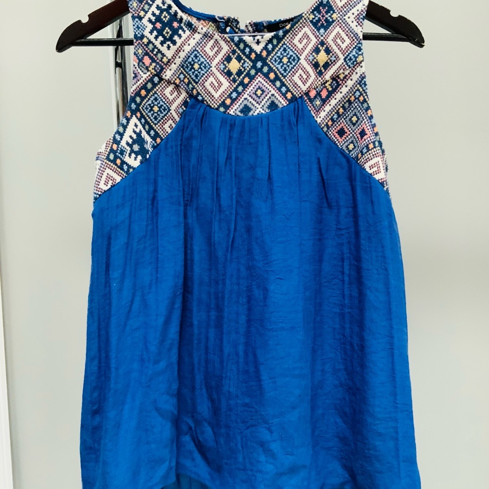Blue with tribal stitching size Small